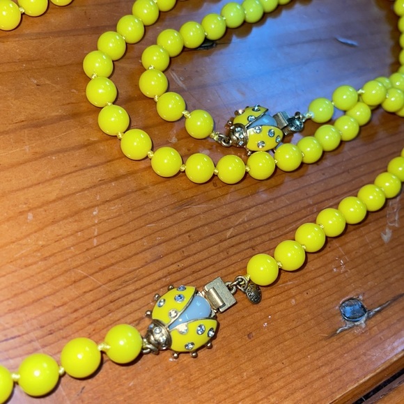 JCrew yellow beaded necklaces (2) with ladybug clasp - Picture 9 of 12